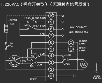 220VAC標準開關型<a href='http://m.guotianmpjd.cn/Product/diefa/diandongdiefa/' target='_blank'>電動<a href='http://m.guotianmpjd.cn/Product/diefa/' target='_blank'>蝶閥</a></a>接線圖