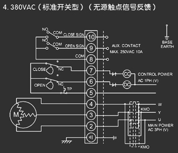 380VAC標準開關型<a href='http://m.guotianmpjd.cn/Product/diefa/diandongdiefa/' target='_blank'>電動<a href='http://m.guotianmpjd.cn/Product/diefa/' target='_blank'>蝶閥</a></a>接線圖
